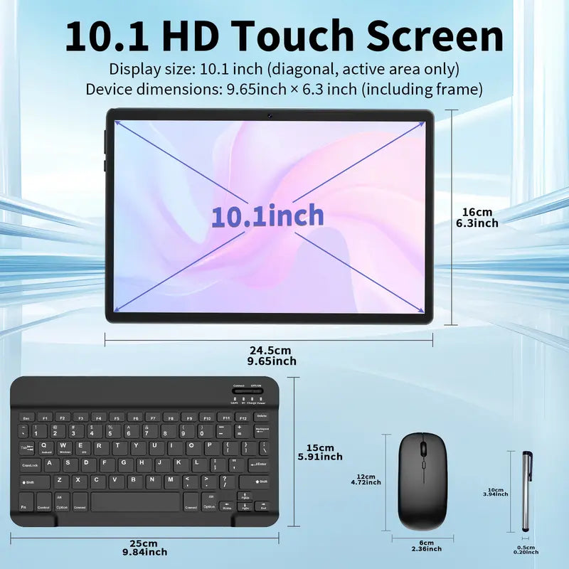 Android 15 Tablet 10.1", 2-in-1 Tablet with Keyboard