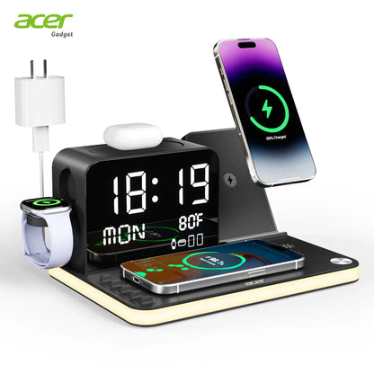 7-in-1 Wireless Charging Station, Dual Phone Fast Charger with MagSafe