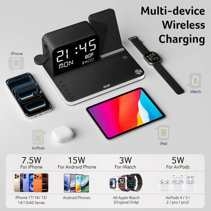 7-in-1 Wireless Charging Station, Dual Phone Fast Charger with MagSafe
