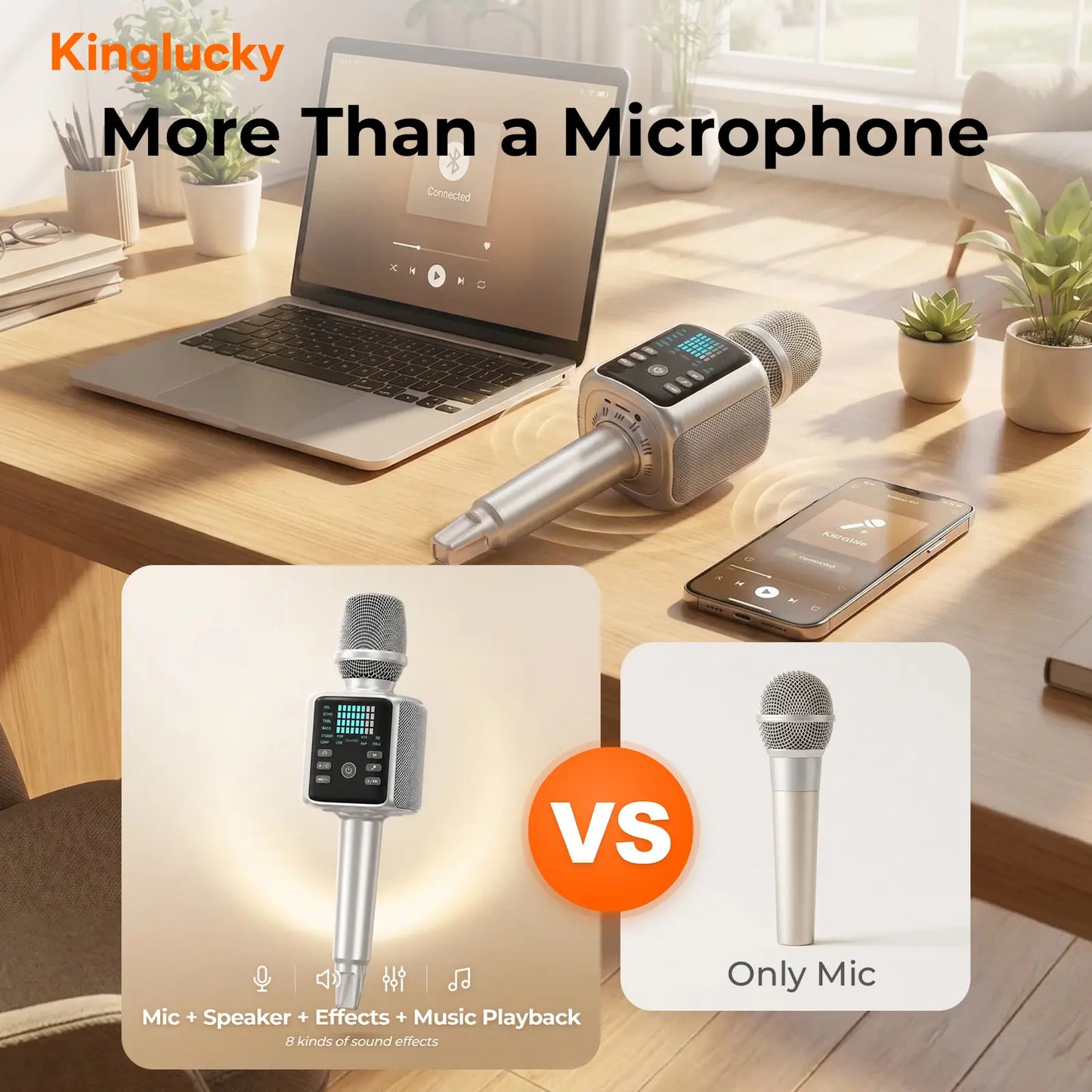 Wireless Karaoke Microphone - 2-in-1 Portable Bluetooth Mic & Speaker