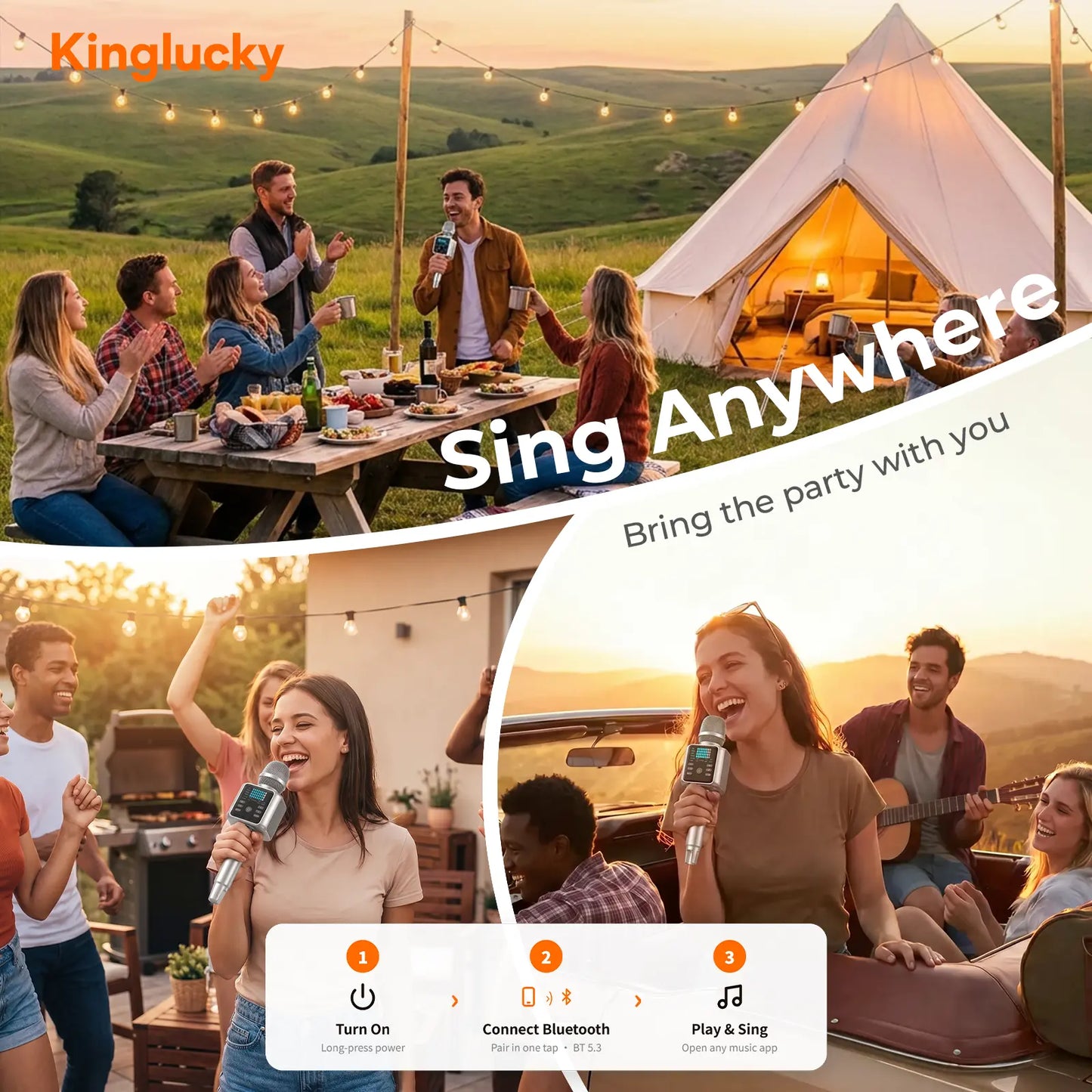 Wireless Karaoke Microphone - 2-in-1 Portable Bluetooth Mic & Speaker