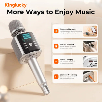 Wireless Karaoke Microphone - 2-in-1 Portable Bluetooth Mic & Speaker