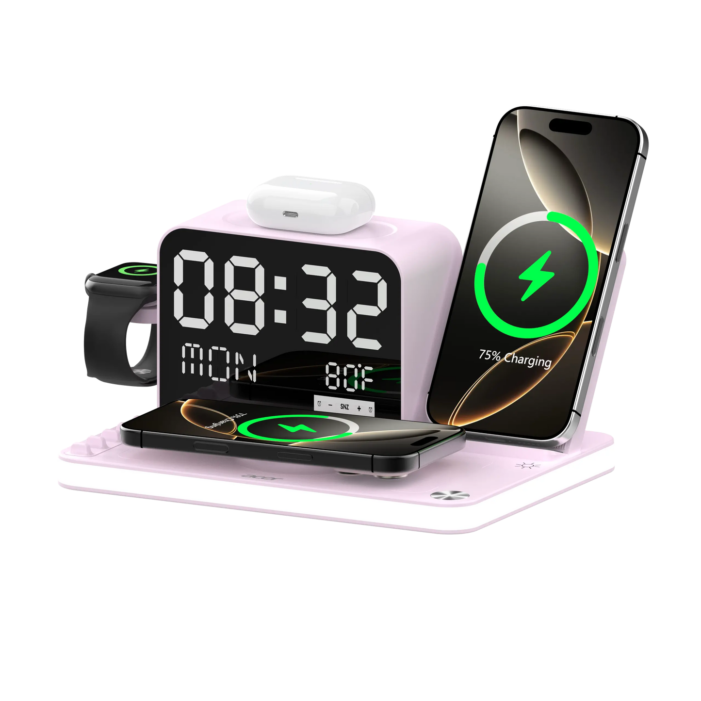 7-in-1 Wireless Charging Station, Dual Phone Fast Charger with MagSafe